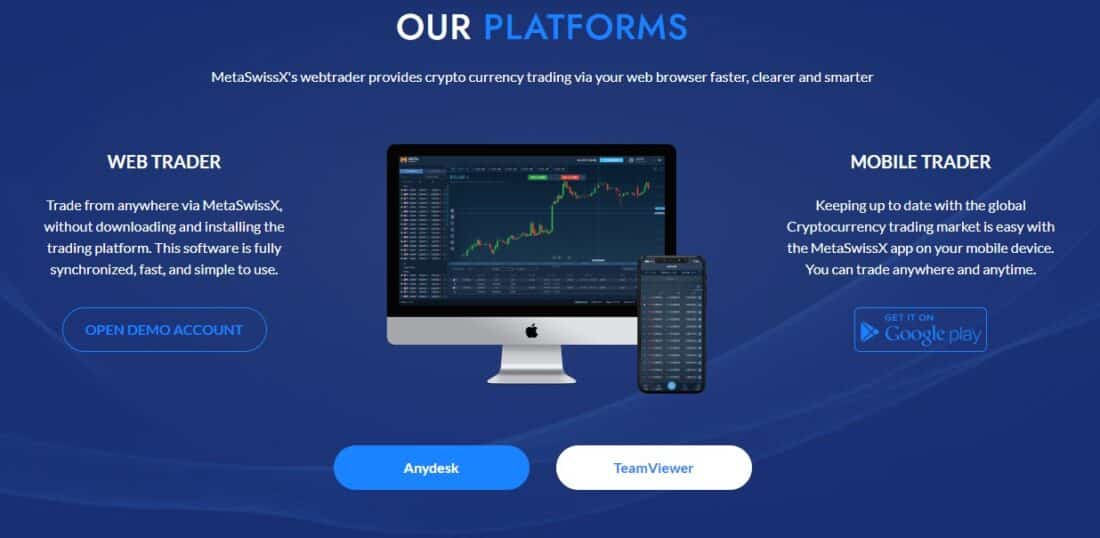 MetaSwissX Webtrader and Mobile Trader